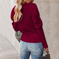 Ženska jesen / zima Casual majica s okruglim vratom bluza pleteni jednobojni vrhovi dugih rukava džemperi s dugim