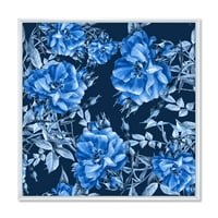 Sažetak plave cvijeće uokvireno slikarskom platnu umjetnički tisak